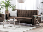 Sofa Bed ABERDEEN Fabric Dark Brown 3 Seater