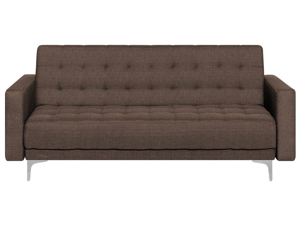 Sofa Bed ABERDEEN Fabric Dark Brown 3 Seater