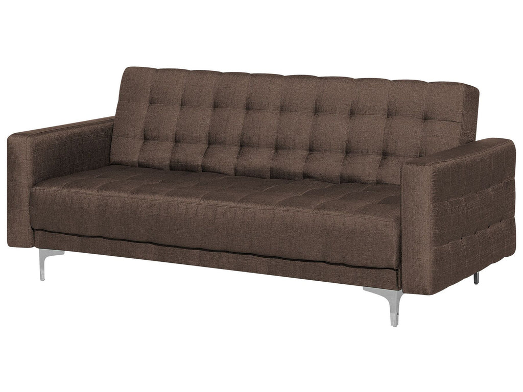 Sofa Bed ABERDEEN Fabric Dark Brown 3 Seater