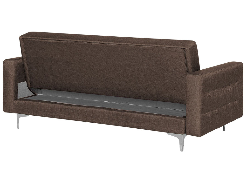 Sofa Bed ABERDEEN Fabric Dark Brown 3 Seater