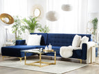 Modular Corner Sofa Bed ABERDEEN Velvet Navy Blue 4 Seater Right Hand