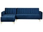 Modular Corner Sofa Bed ABERDEEN Velvet Navy Blue 4 Seater Right Hand
