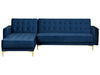 Modular Corner Sofa Bed Velvet Navy Blue 4 Seater Right Hand