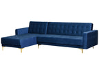 Modular Corner Sofa Bed ABERDEEN Velvet Navy Blue 4 Seater Right Hand