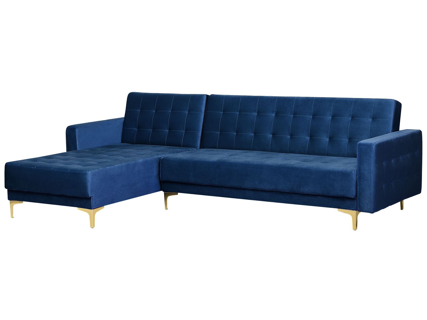 Modular Corner Sofa Bed ABERDEEN Velvet Navy Blue 4 Seater Right Hand