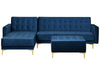 Modular Corner Sofa Bed Velvet Navy Blue with Ottoman 4 Seater Right Hand