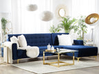 Modular Corner Sofa Bed ABERDEEN Velvet Navy Blue 4 Seater Left Hand
