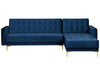Modular Corner Sofa Bed Velvet Navy Blue 4 Seater Left Hand