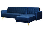 Modular Corner Sofa Bed ABERDEEN Velvet Navy Blue 4 Seater Left Hand