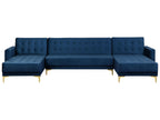 Modular U-Shape Sofa Bed ABERDEEN Velvet Navy Blue 5 Seater
