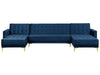 Modular U-Shape Sofa Bed Velvet Navy Blue 5 Seater
