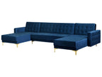 Modular U-Shape Sofa Bed ABERDEEN Velvet Navy Blue 5 Seater