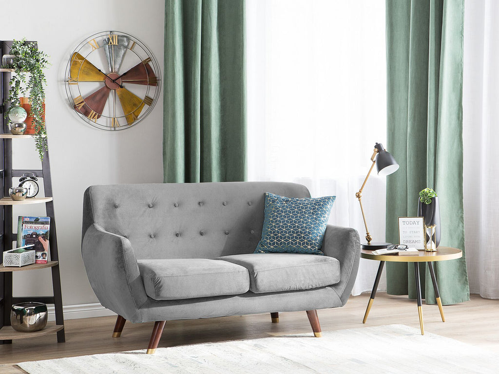 2 Seater Velvet Sofa Grey BODO
