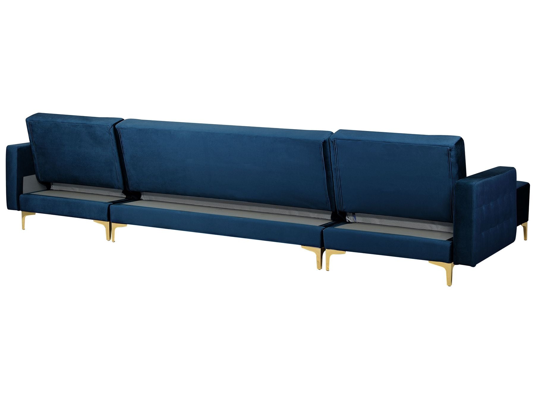Modular U-Shape Sofa Bed ABERDEEN Velvet Navy Blue with Ottoman 5 Seater