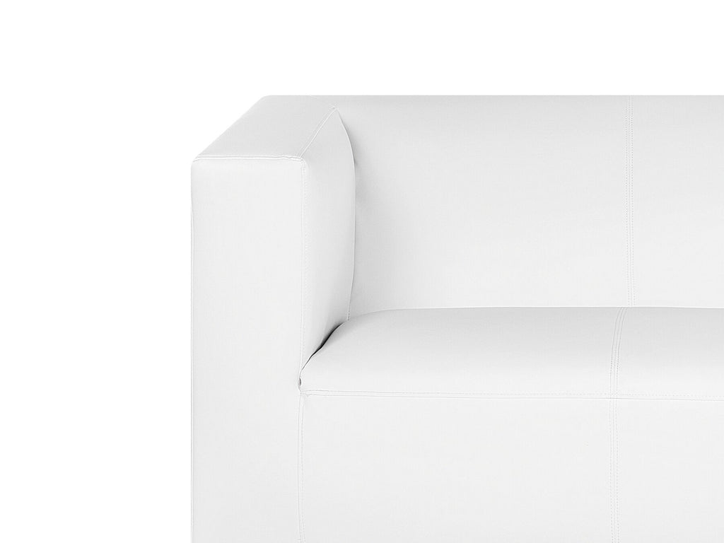 3 Seater Faux Leather Sofa White FLORO