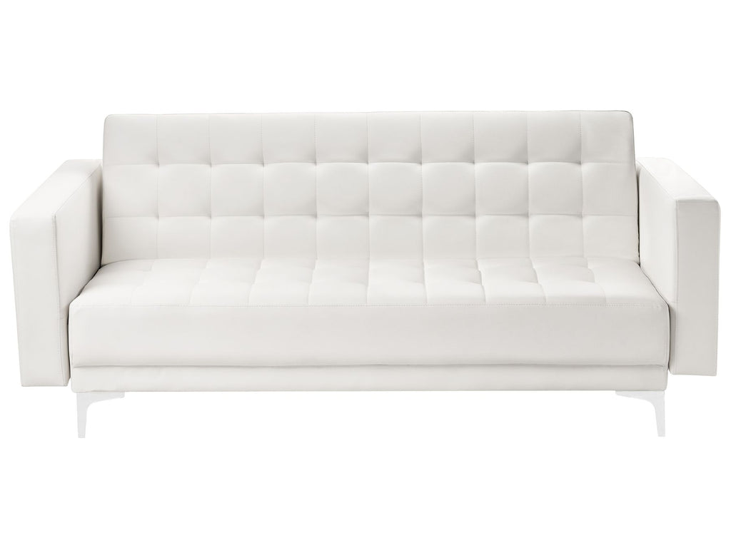 Sofa Bed ABERDEEN Faux Leather White 3 Seater