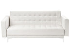 Sofa Bed ABERDEEN Faux Leather White 3 Seater