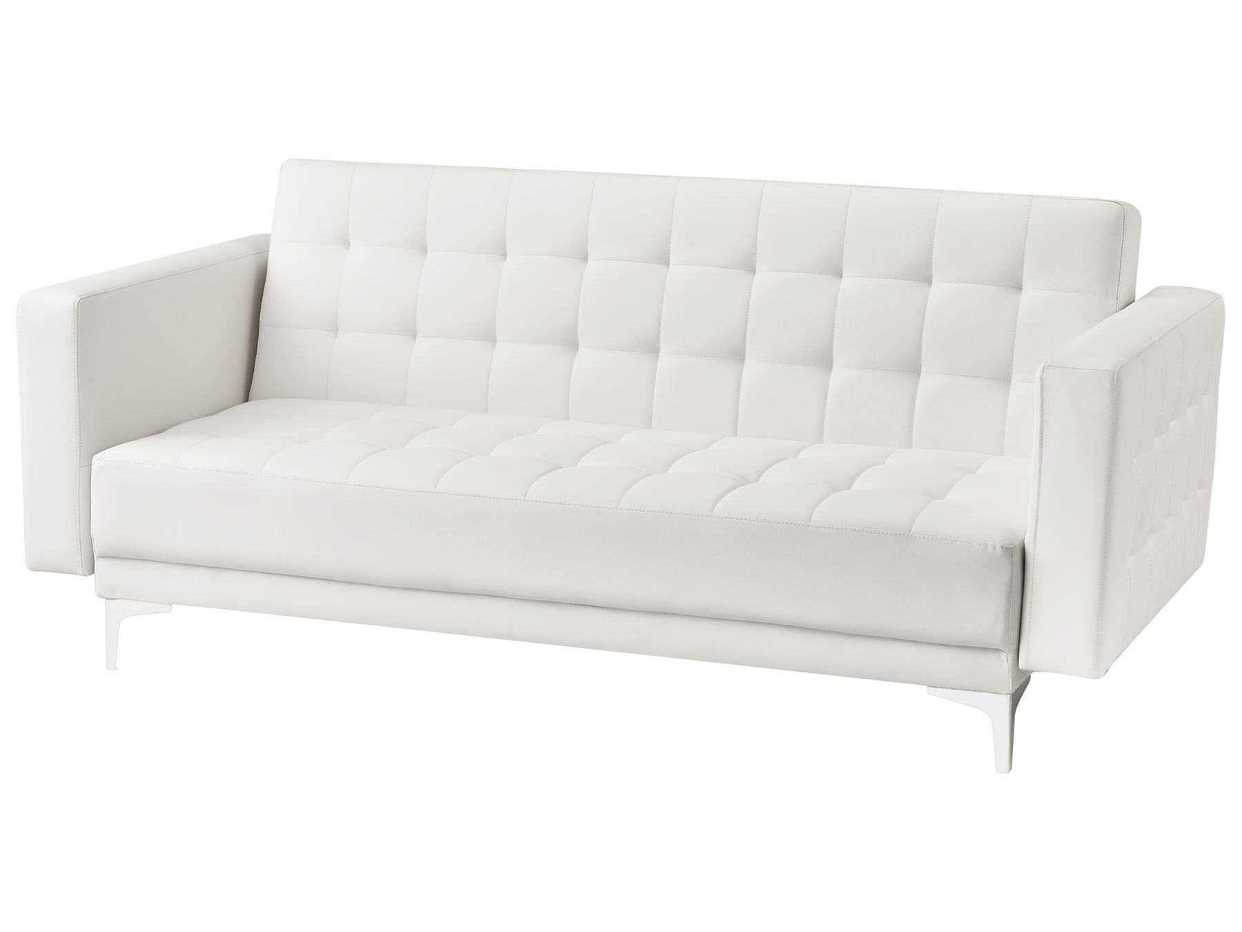 Sofa Bed ABERDEEN Faux Leather White 3 Seater