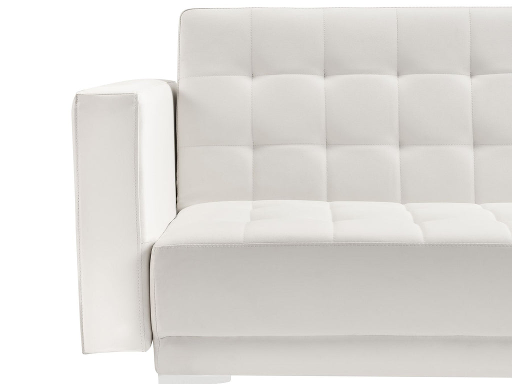 Sofa Bed ABERDEEN Faux Leather White 3 Seater