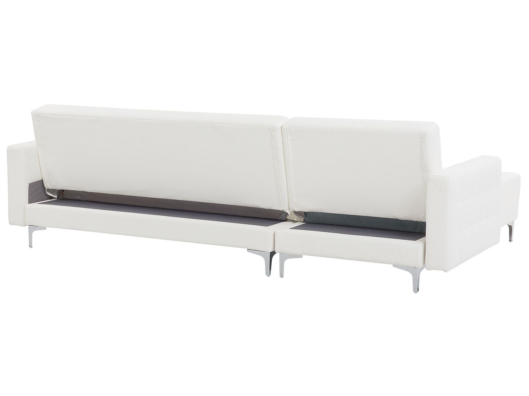 Modular Corner Sofa Bed ABERDEEN Faux Leather White 4 Seater Right Hand