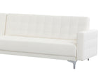Modular Corner Sofa Bed ABERDEEN Faux Leather White 4 Seater Right Hand