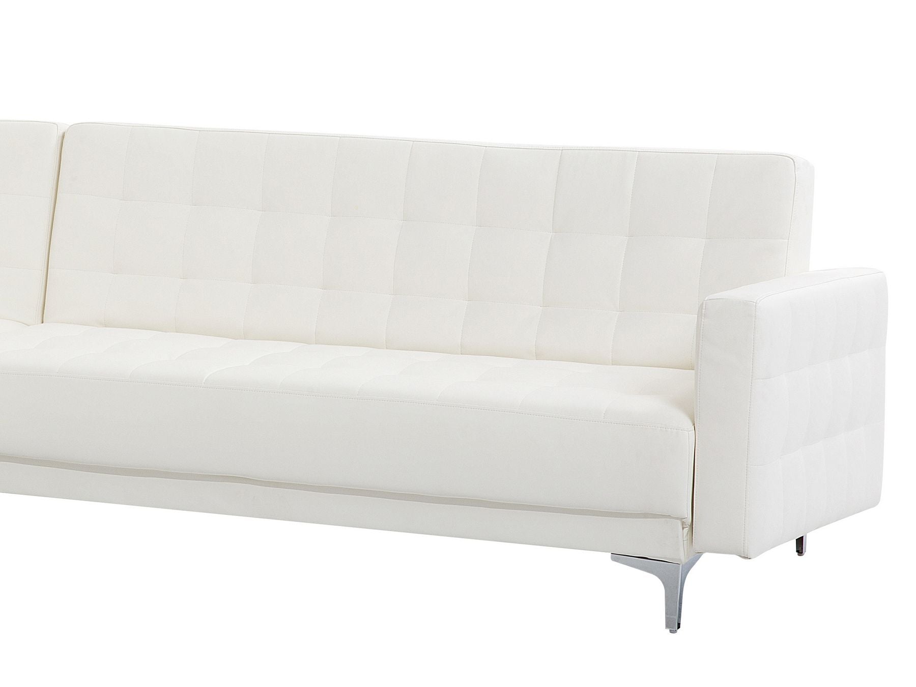 Modular Corner Sofa Bed ABERDEEN Faux Leather White 4 Seater Right Hand
