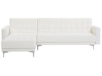 Modular Corner Sofa Bed ABERDEEN Faux Leather White 4 Seater Right Hand