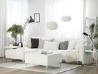 Modular Corner Sofa Bed ABERDEEN Faux Leather White with Ottoman 4 Seater Right Hand