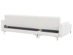 Modular Corner Sofa Bed ABERDEEN Faux Leather White with Ottoman 4 Seater Right Hand