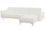 Modular Corner Sofa Bed ABERDEEN Faux Leather White 4 Seater Left Hand