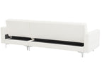 Modular Corner Sofa Bed ABERDEEN Faux Leather White 4 Seater Left Hand