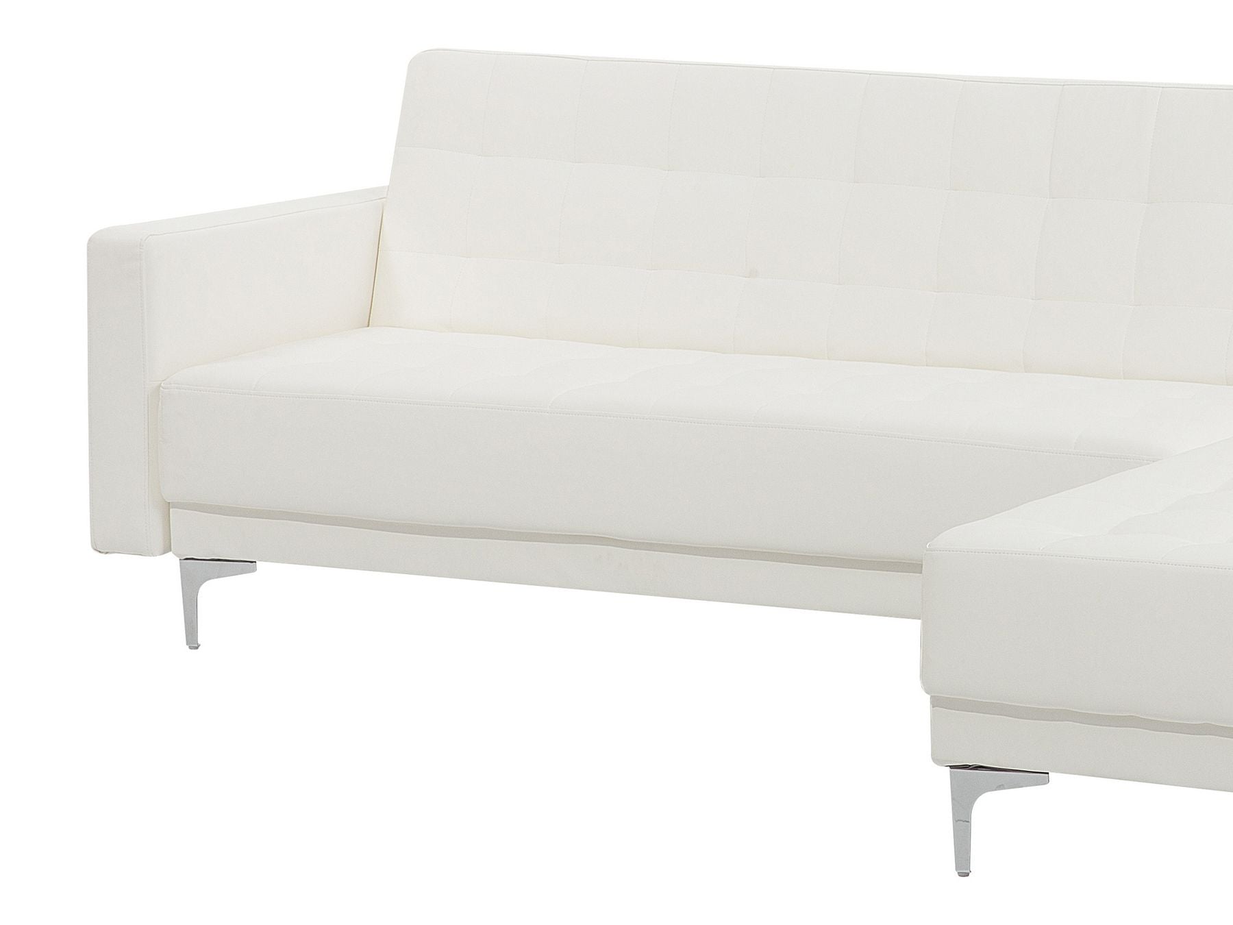 Modular Corner Sofa Bed ABERDEEN Faux Leather White 4 Seater Left Hand