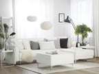 Modular Corner Sofa Bed ABERDEEN Faux Leather White with Ottoman 4 Seater Left Hand