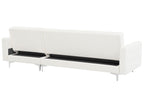 Modular Corner Sofa Bed ABERDEEN Faux Leather White with Ottoman 4 Seater Left Hand