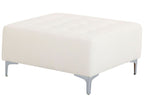 Modular Corner Sofa Bed ABERDEEN Faux Leather White with Ottoman 4 Seater Left Hand