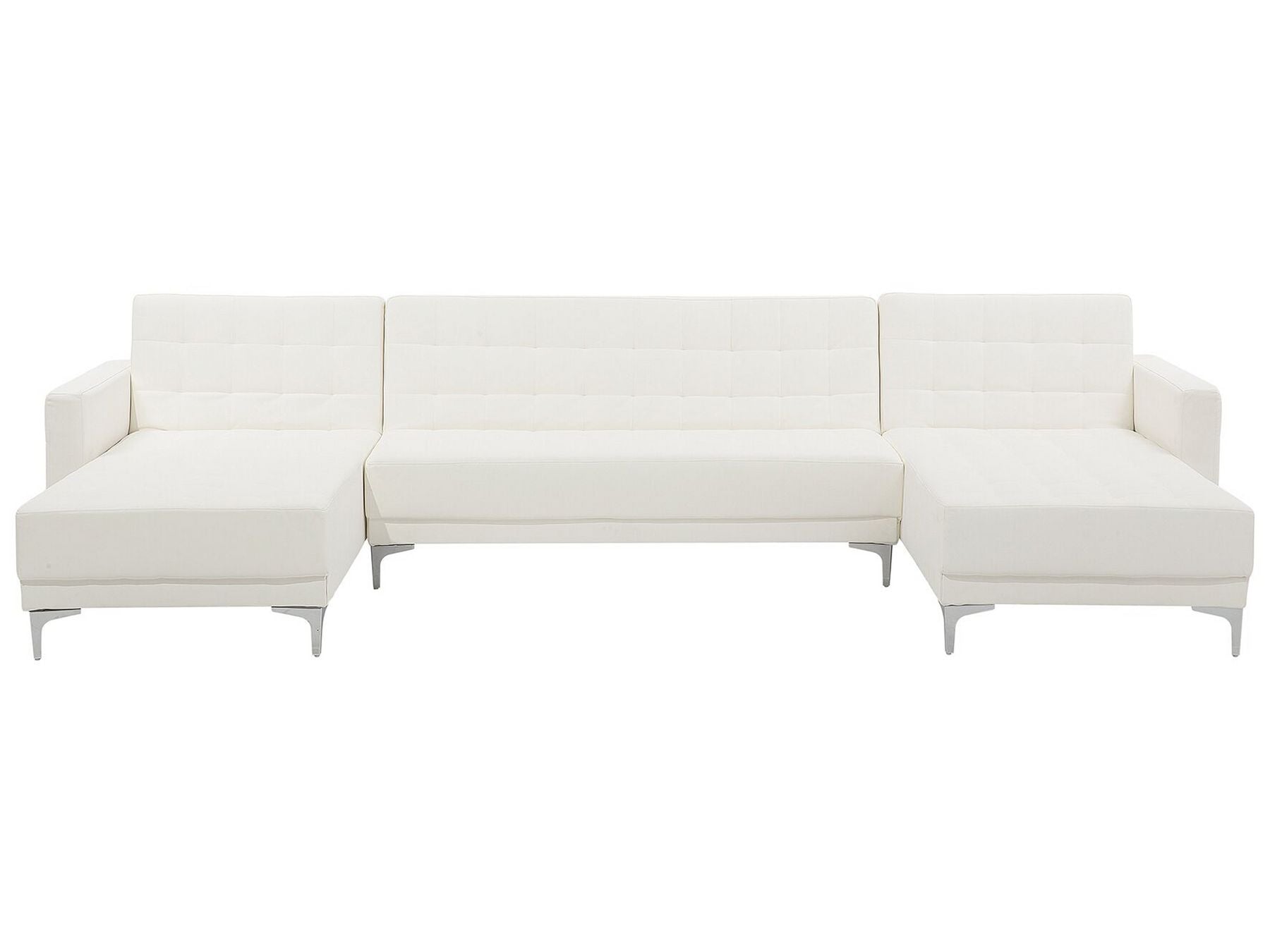 Modular U-Shape Sofa Bed ABERDEEN Faux Leather White 5 Seater