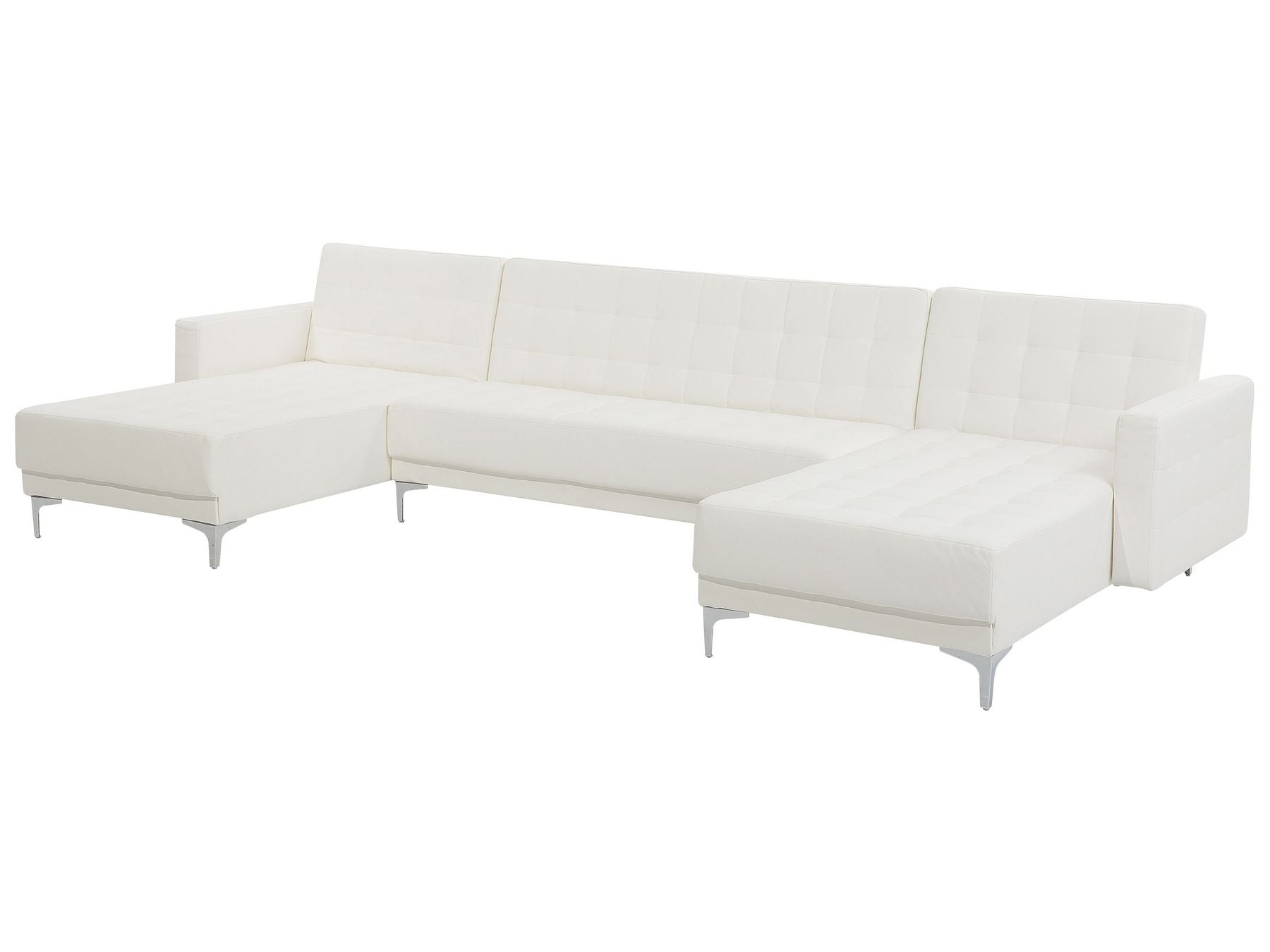 Modular U-Shape Sofa Bed ABERDEEN Faux Leather White 5 Seater