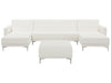 Modular U-Shape Sofa Bed Faux Leather White with Ottoman 5 Seater
