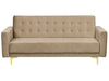 Sofa Bed Velvet Sand Beige 3 Seater