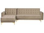 Modular Corner Sofa Bed ABERDEEN Velvet Sand Beige 4 Seater Right Hand