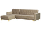 Modular Corner Sofa Bed ABERDEEN Velvet Sand Beige 4 Seater Right Hand