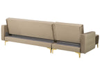 Modular Corner Sofa Bed ABERDEEN Velvet Sand Beige 4 Seater Right Hand