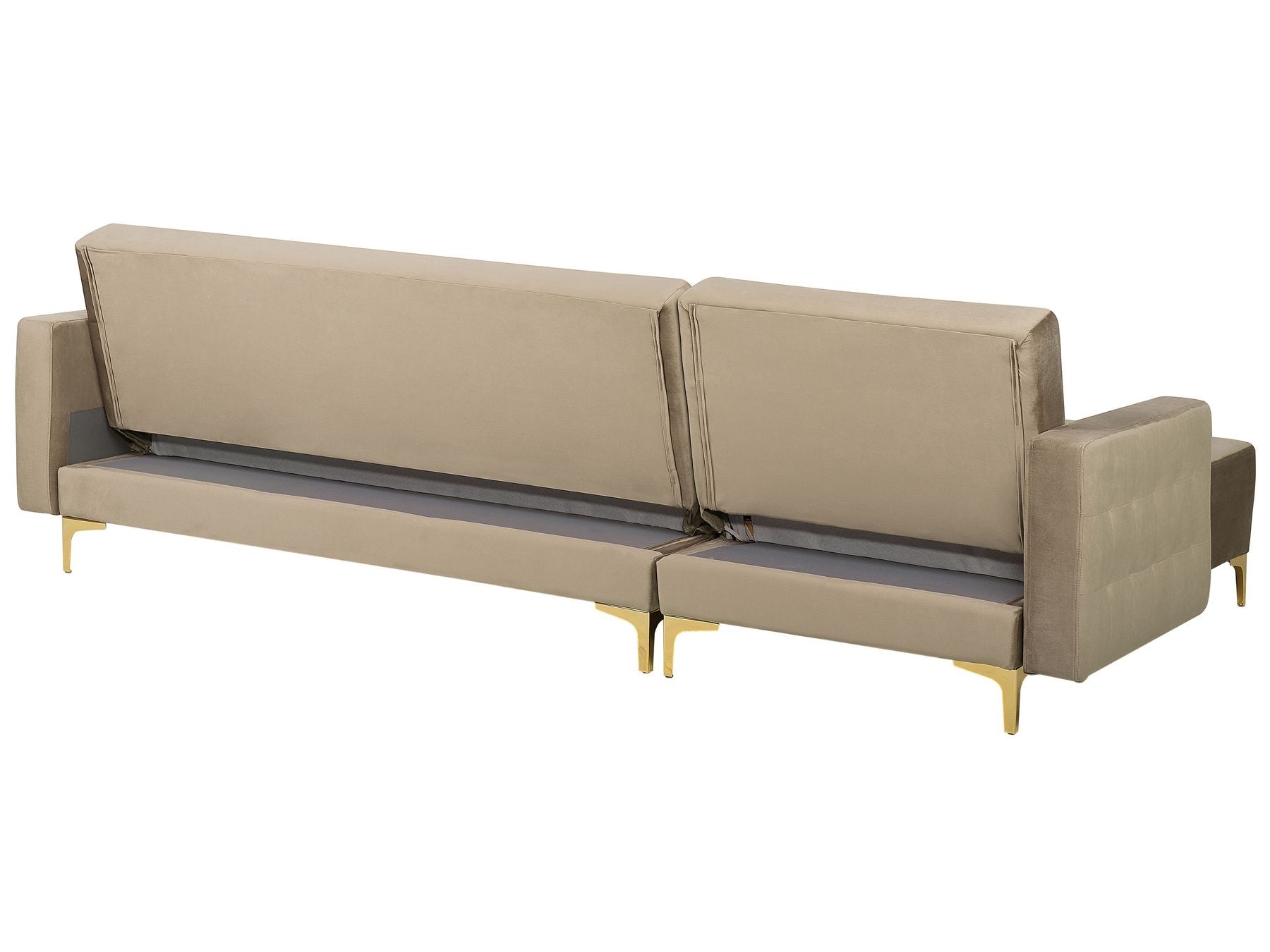 Modular Corner Sofa Bed ABERDEEN Velvet Sand Beige 4 Seater Right Hand