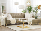Modular Corner Sofa Bed ABERDEEN Velvet Sand Beige 4 Seater Left Hand