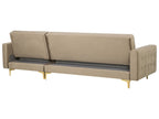 Modular Corner Sofa Bed ABERDEEN Velvet Sand Beige 4 Seater Left Hand