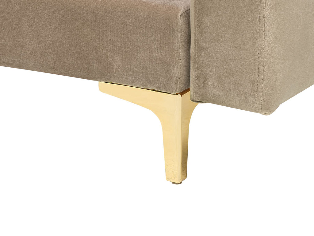 Modular Corner Sofa Bed ABERDEEN Velvet Sand Beige 4 Seater Left Hand