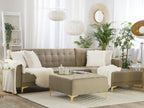 Modular Corner Sofa Bed ABERDEEN Velvet Sand Beige with Ottoman 4 Seater Left Hand