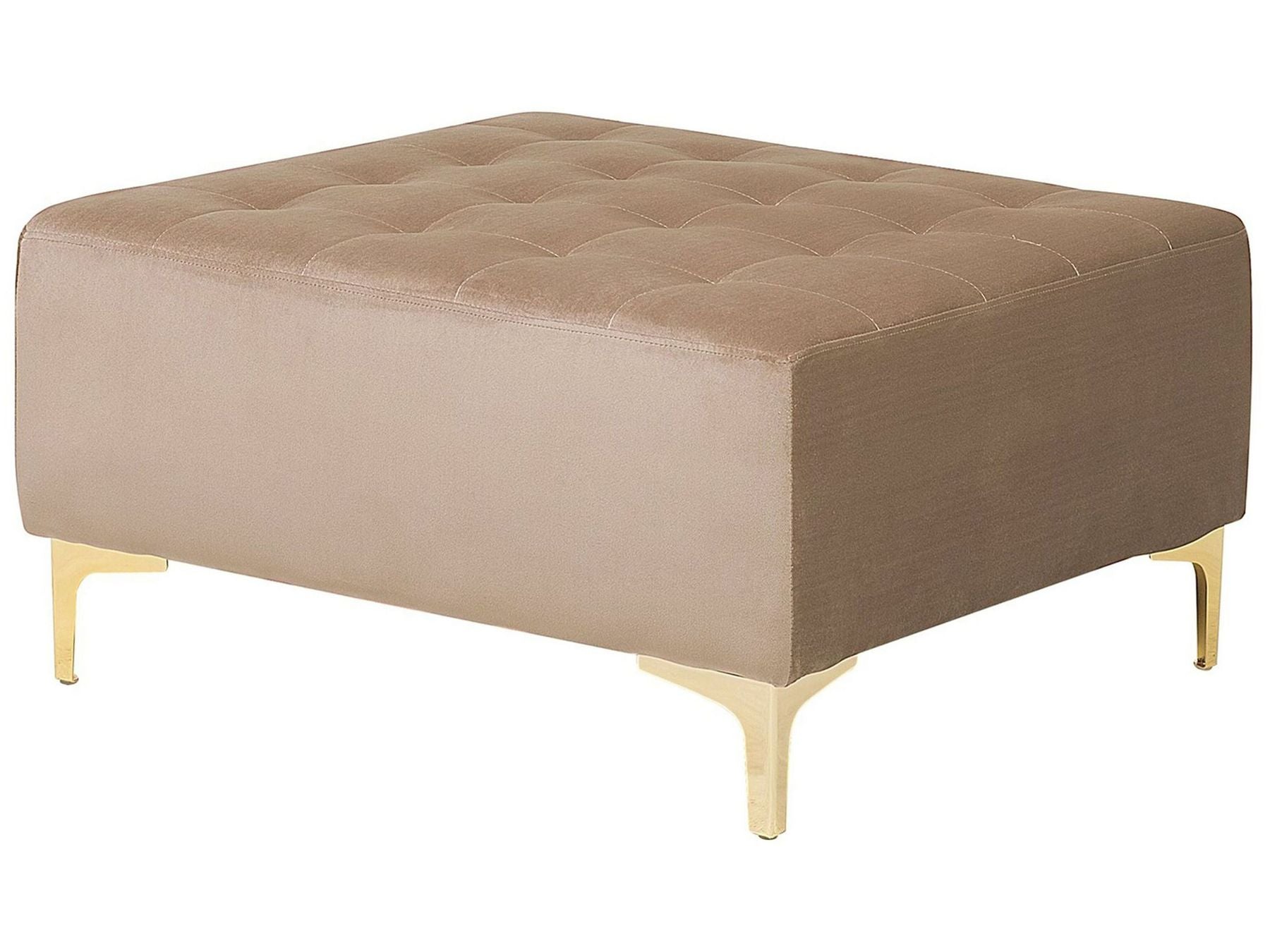 Modular Corner Sofa Bed ABERDEEN Velvet Sand Beige with Ottoman 4 Seater Left Hand