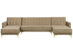 Modular U-Shape Sofa Bed ABERDEEN Velvet Sand Beige 5 Seater