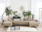Modular U-Shape Sofa Bed ABERDEEN Velvet Sand Beige 5 Seater